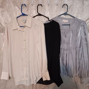 Rachel Zoe Cream, Black, and Silver Blouses